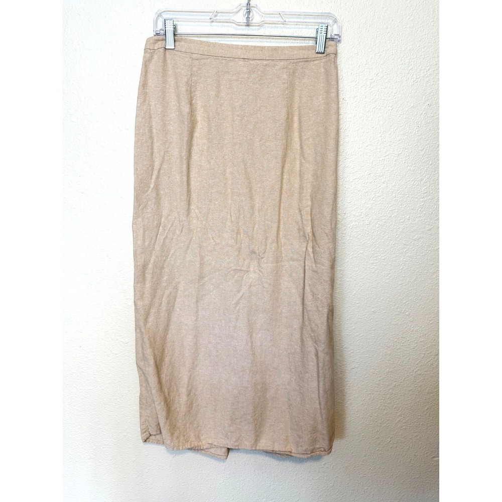 Old Navy Linen Column Maxi Skirt Natural Tan S Petite 427367-00